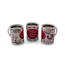Personalised Multi Picture and text Mug with Hearts. - whitworthprints