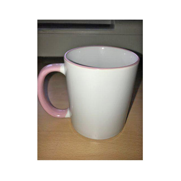 Personalised Photo Mug Pink Rim and Handle(11oz) - whitworthprints