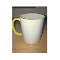 Personalised Photo Mug yellow Rim and Handle(11oz) - whitworthprints