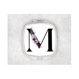 Black Inital Square compact mirror. - whitworthprints