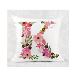 Pink Flower Initial cushion cover - whitworthprints