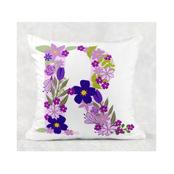 Purple Flower Initial cushion cover - whitworthprints