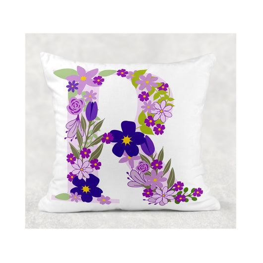 Purple Flower Initial cushion cover - whitworthprints