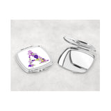 Purple Flower Inital Square compact mirror. - whitworthprints